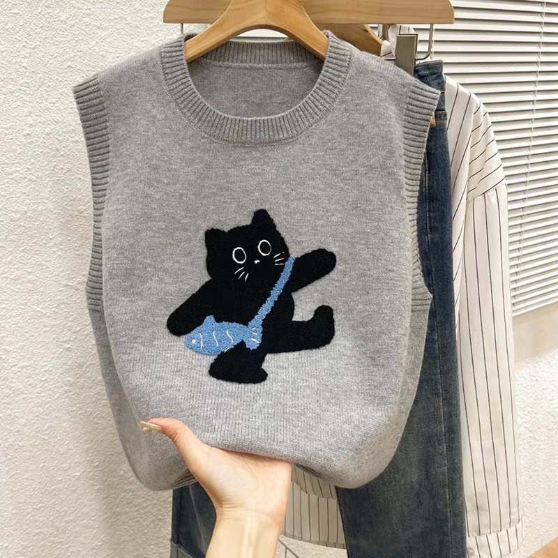 叠穿减龄毛衣马甲背心女内搭2025秋冬季新款宽松外穿短款针织坎肩