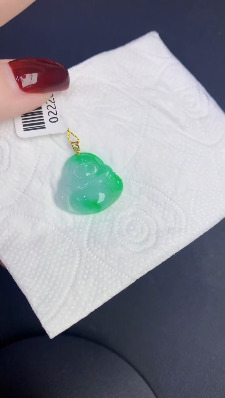 颈饰18K金镶嵌翡翠缅甸天然翡翠a货