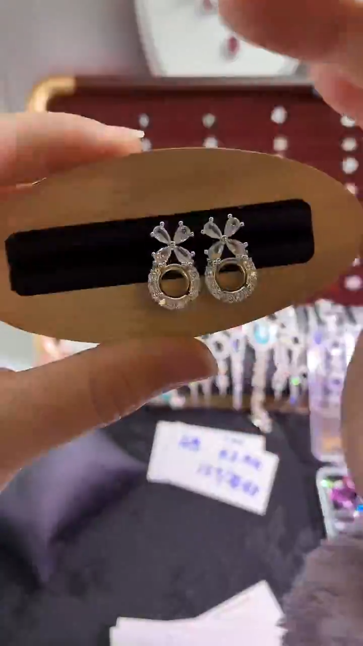 锆石铜合金5号 8*8圆形 1对【耳钉空托】