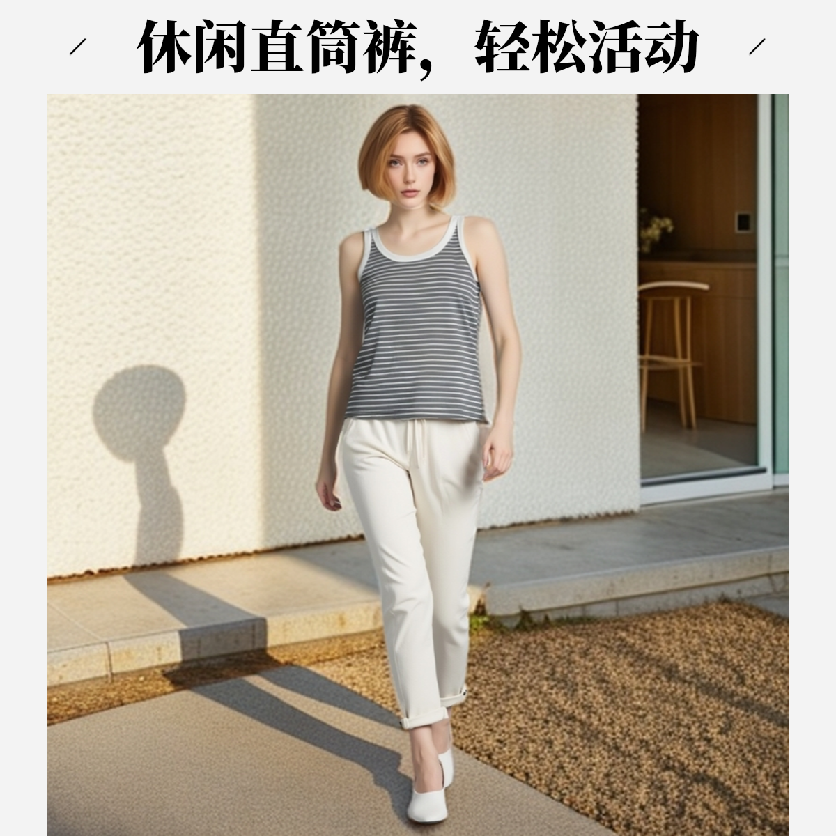 时尚风古风夏季lulu风美式休闲针织背心白色吊带外穿通勤显瘦百搭