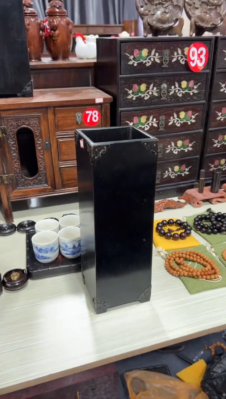 木沉***儿木 老檀木帽筒一对1111