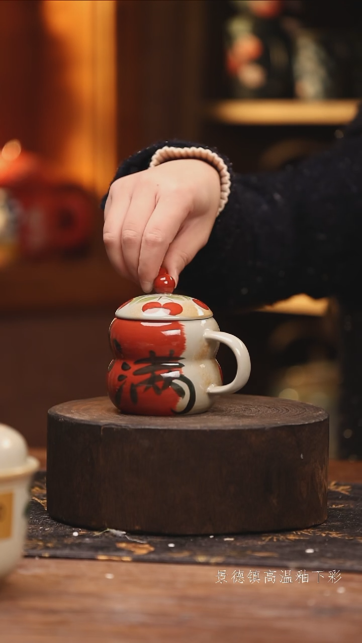 陶瓷景德镇高温釉下手绘陶瓷@L049@