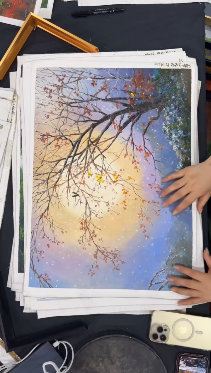 油画 【新品含装裱】朝鲜画家原创手绘油画作品