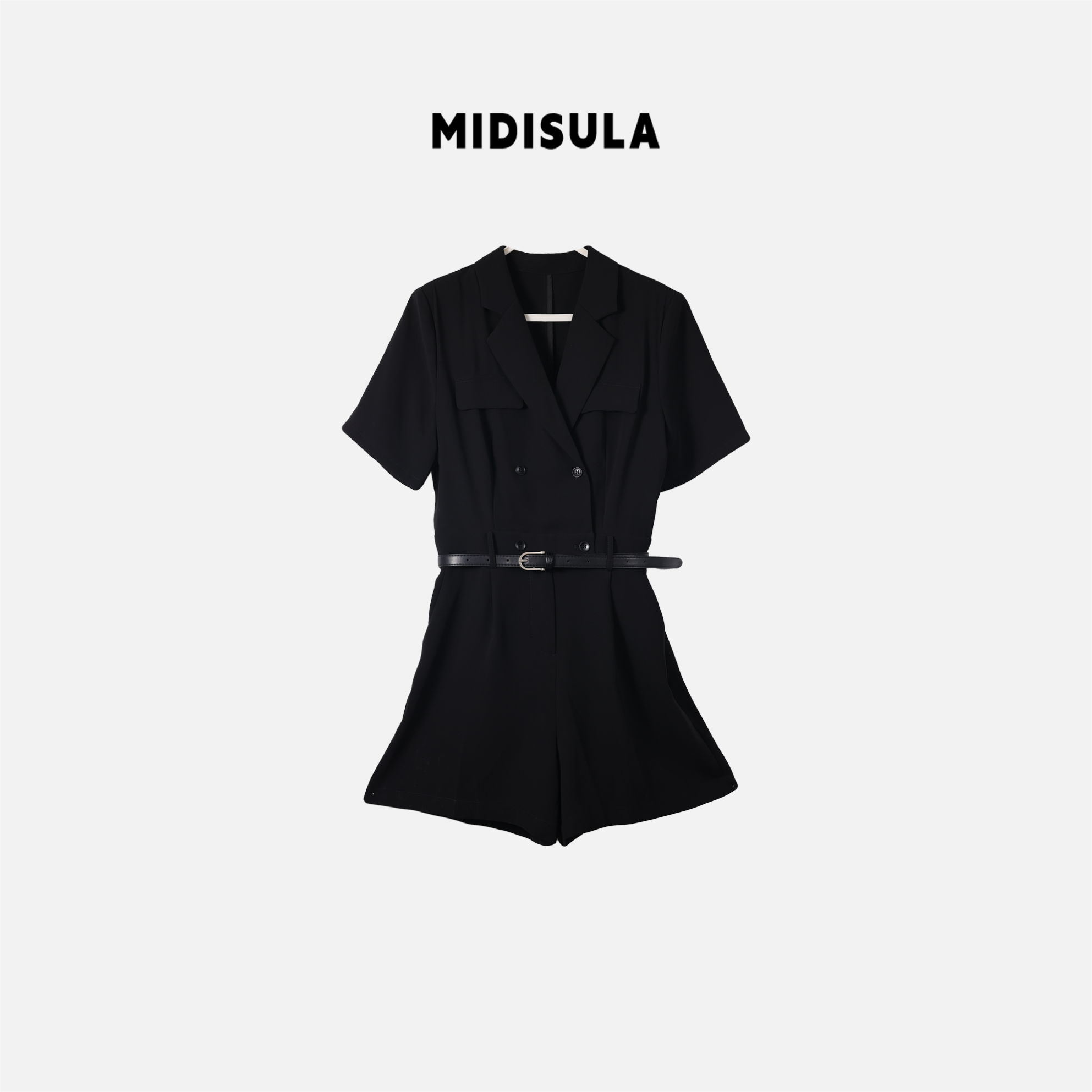 MDSL·夏季新款宽松V领蕾丝钩花无袖垫肩薄款连体短裤#20