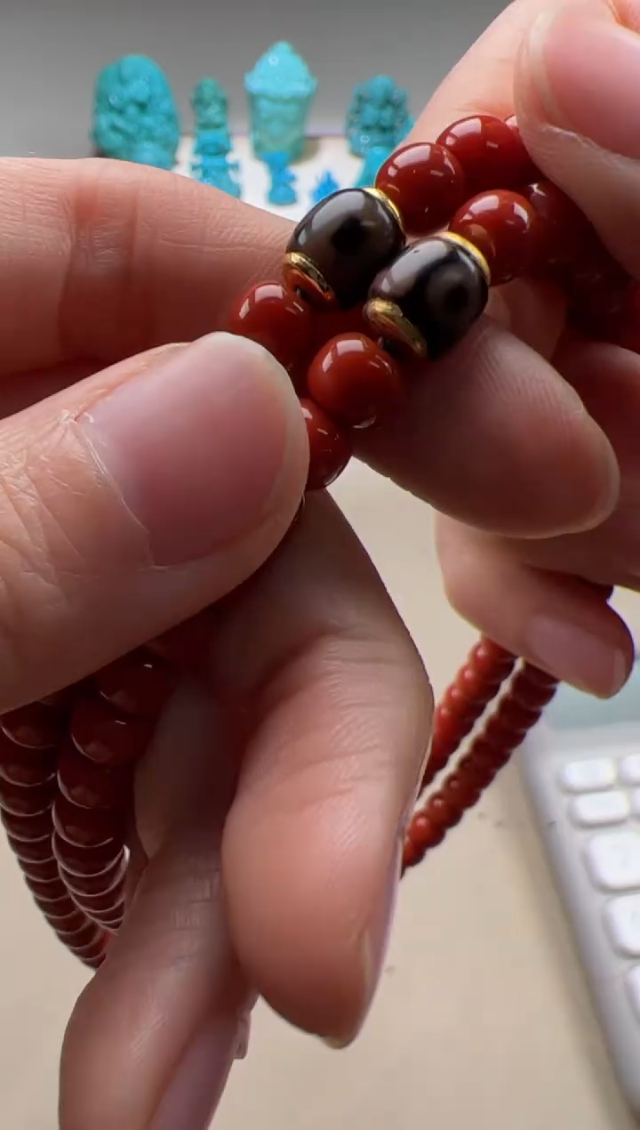 【闪购商品】南红玛瑙手串手串18K金镶嵌手串手串108