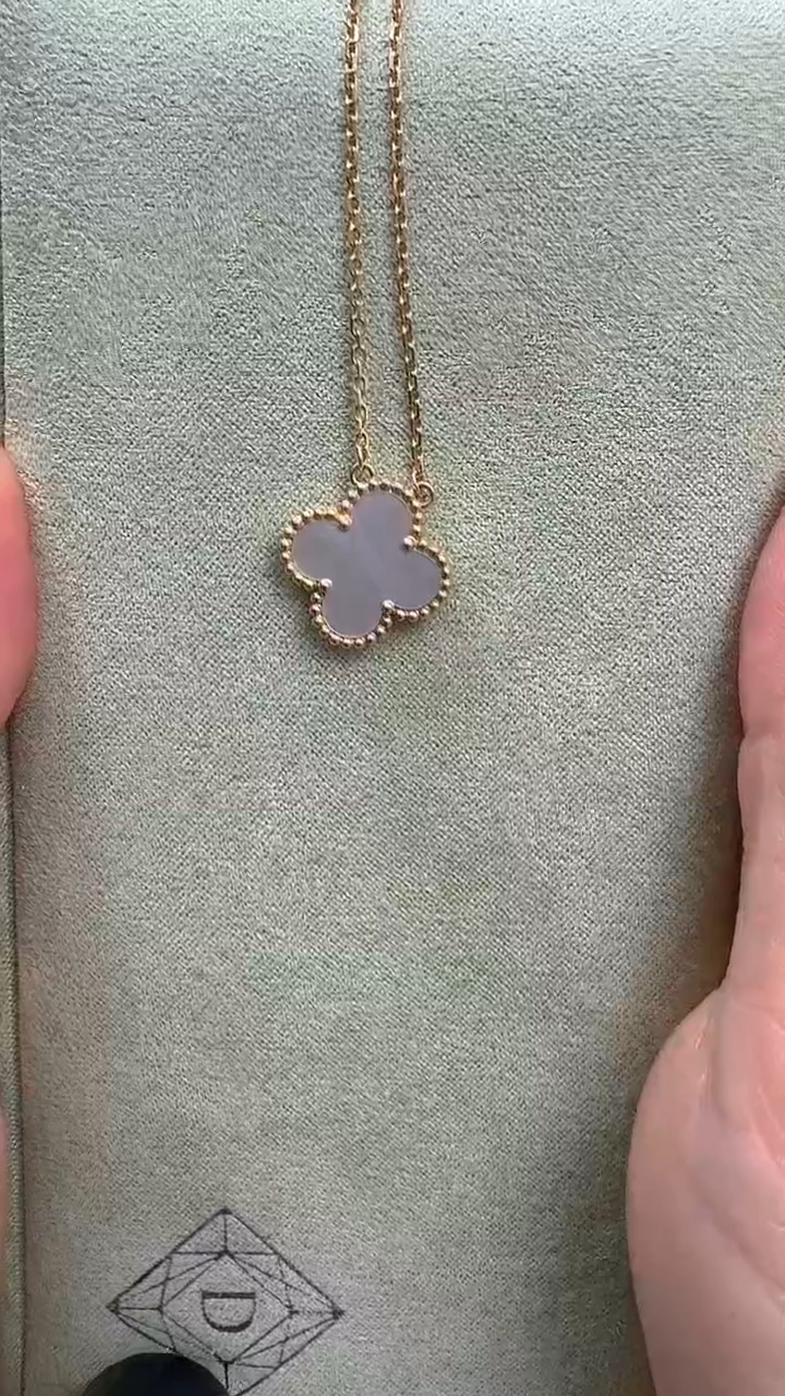 【闪购商品】贝壳（贝母）项链18K金镶嵌18K金15mm白贝母项链