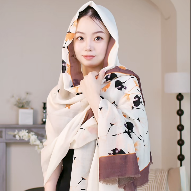 【银杏树】纯山羊绒水溶工艺百搭时尚送礼好物 100-200CM