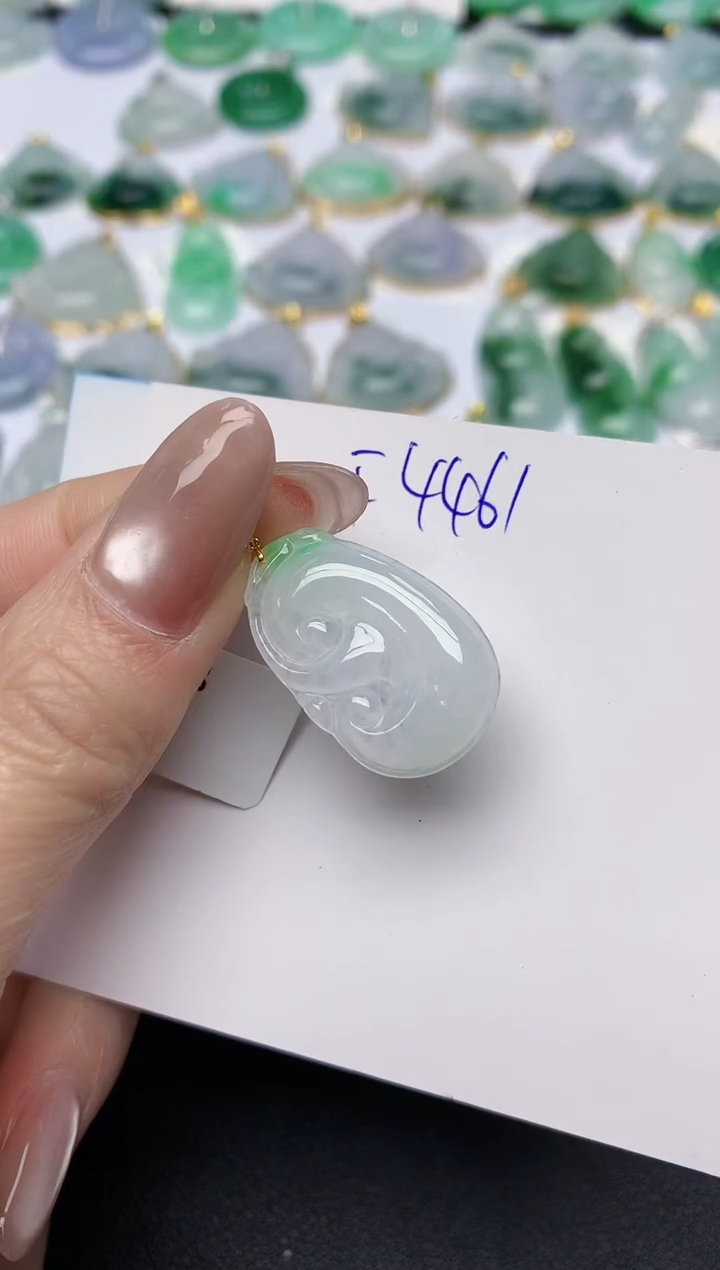 颈饰18K金镶嵌翡翠天然缅甸A货翡翠百元以上9元证书费自理