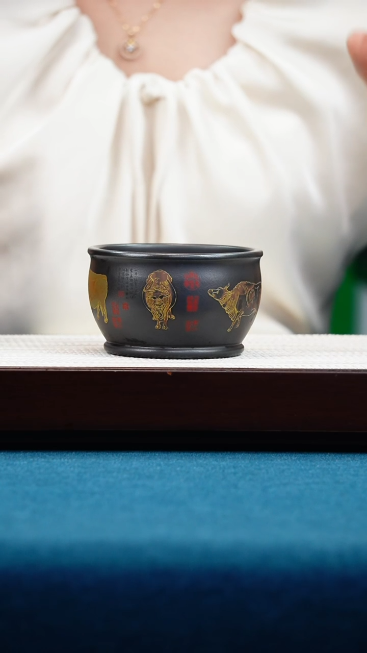 茶壶紫砂石黄五牛主人杯