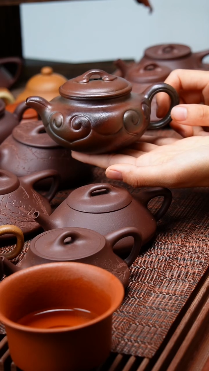 茶壶紫砂茶壶紫砂柴烧仿古如意黄龙山紫泥