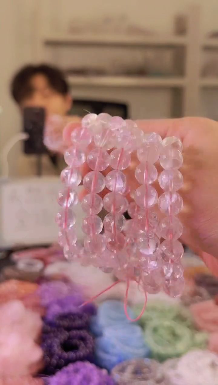 【闪购商品】水晶手链未镶嵌小凯总-粉阿塞水晶手串