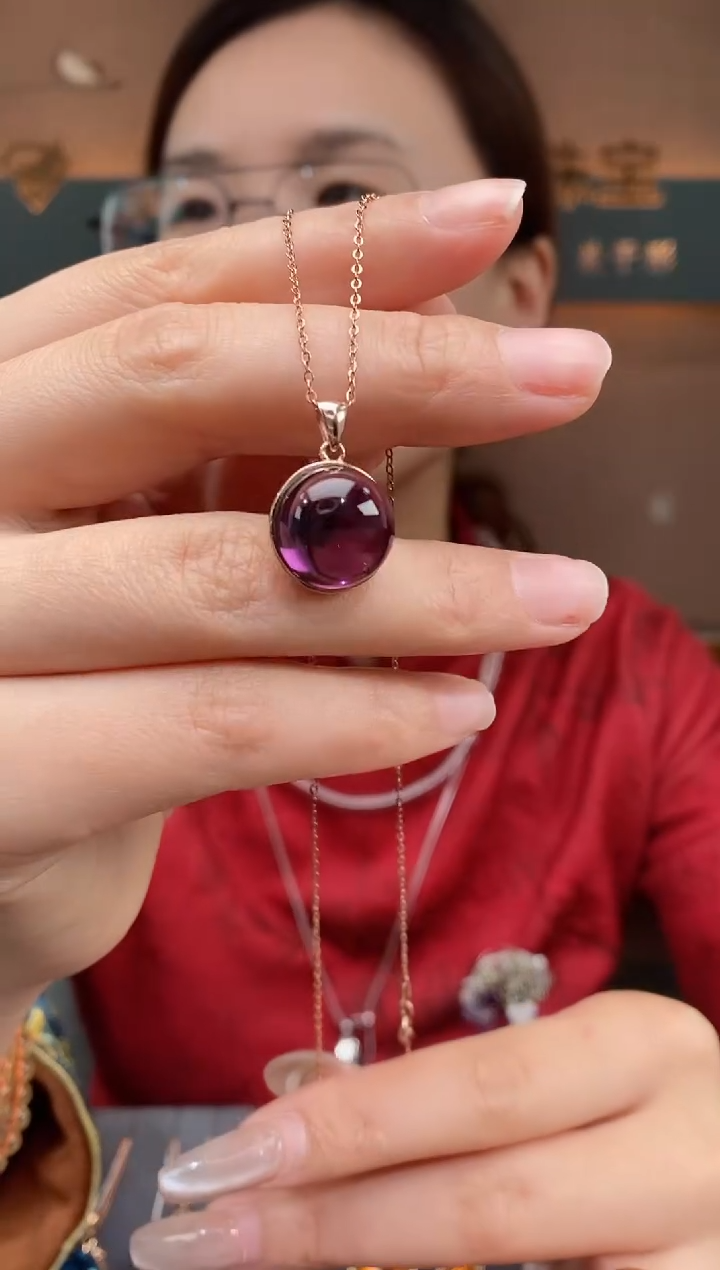 【闪购商品】紫晶吊坠银S925镶嵌紫晶吊坠