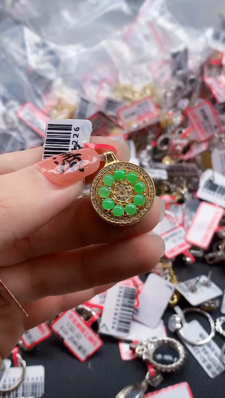 银S925镶嵌戒指翡翠天然A货缅甸翡翠