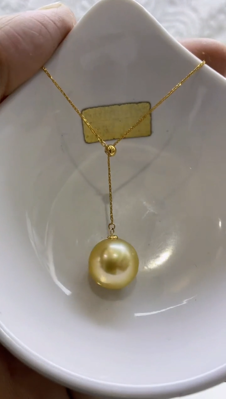 18K金镶嵌海水珍珠BG珍珠吊坠送肖邦金链@@P0296