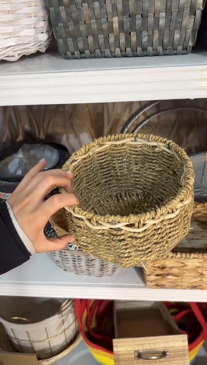 孤品 海草编织圆形花盆套