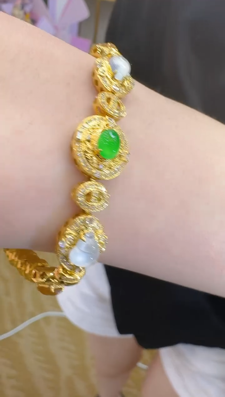 18K金镶嵌手链翡翠多样性团购发一件