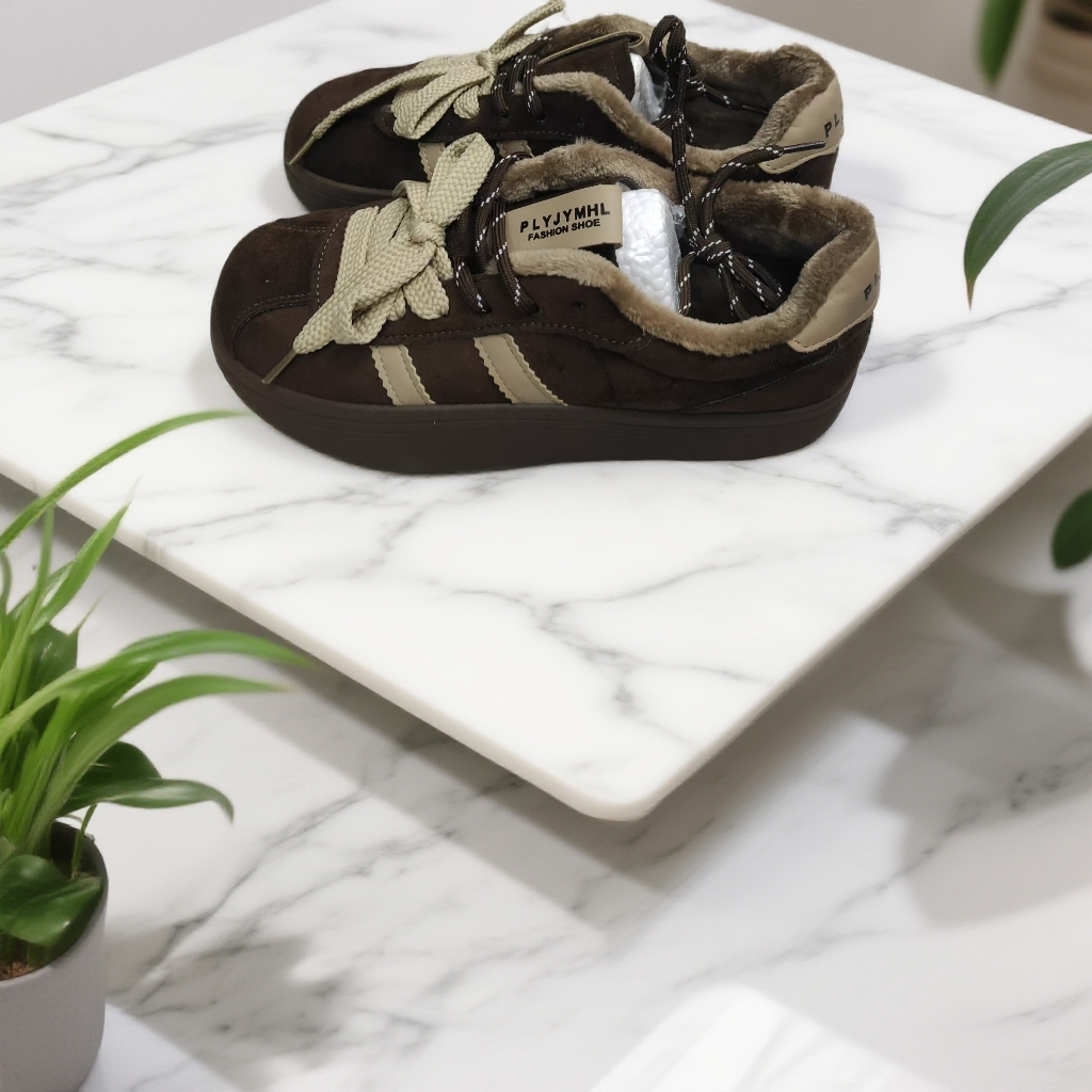 时尚休闲鞋雪地靴时尚冬季德训鞋休闲鞋防滑黑色厚款