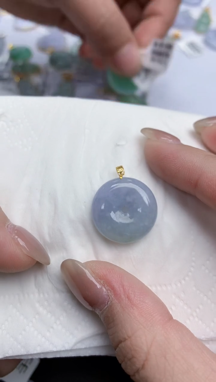 【闪购商品】翡翠颈饰18K金镶嵌天然缅甸翡翠A货