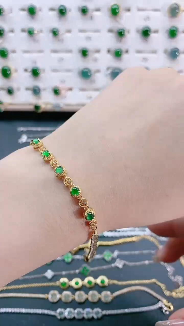 【闪购商品】翡翠手链银S925镶嵌天然翡翠