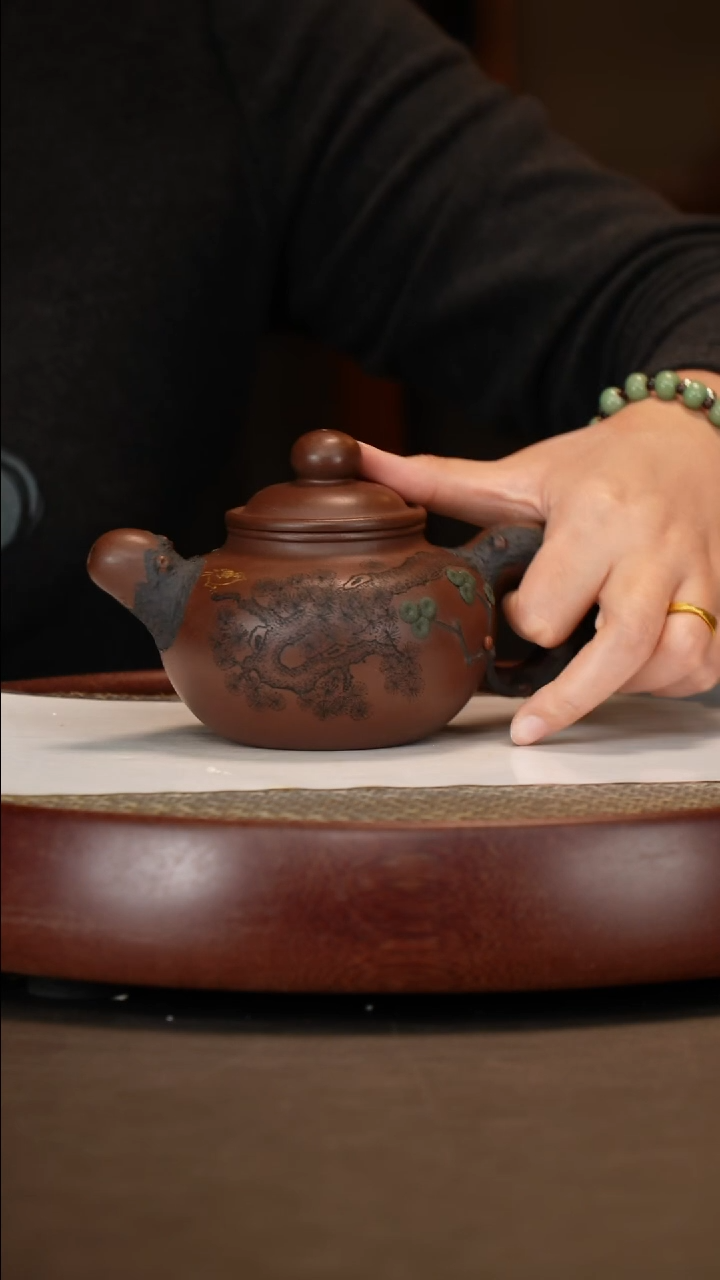 【闪购商品】紫砂茶壶大亨紫泥云松+画+主人杯