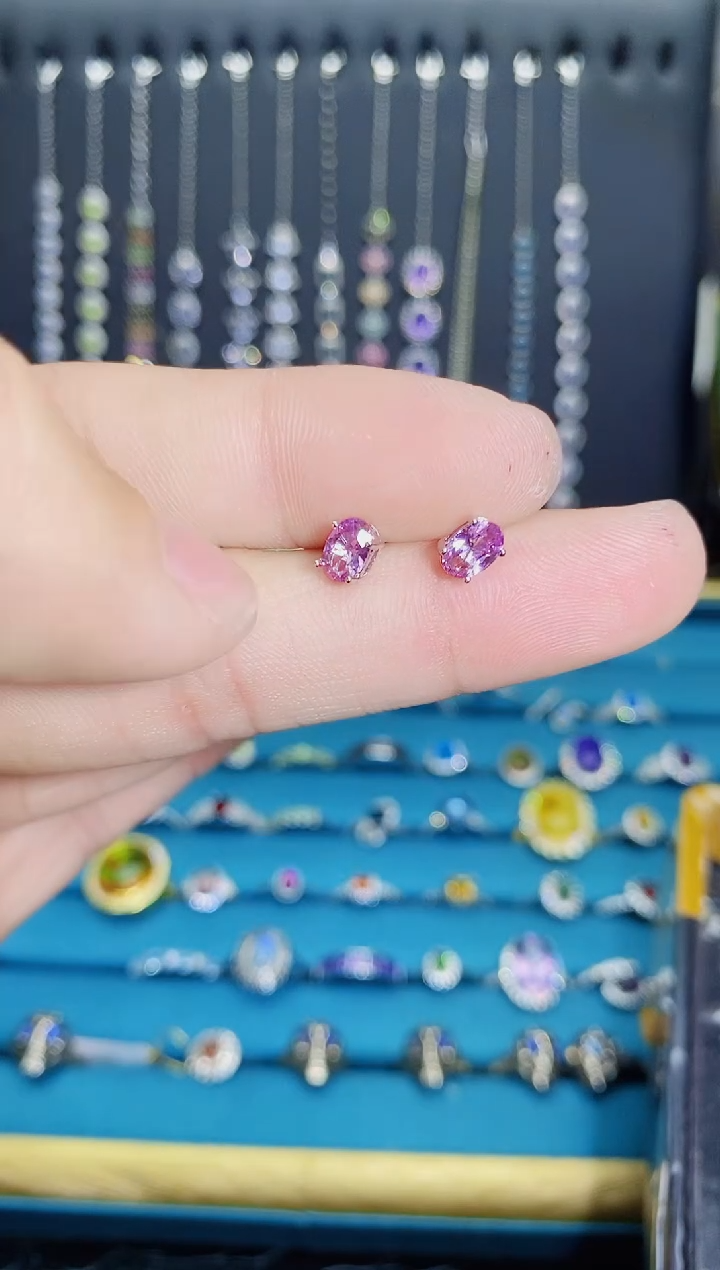 【闪购商品】水晶耳饰银S925镶嵌亚历山大