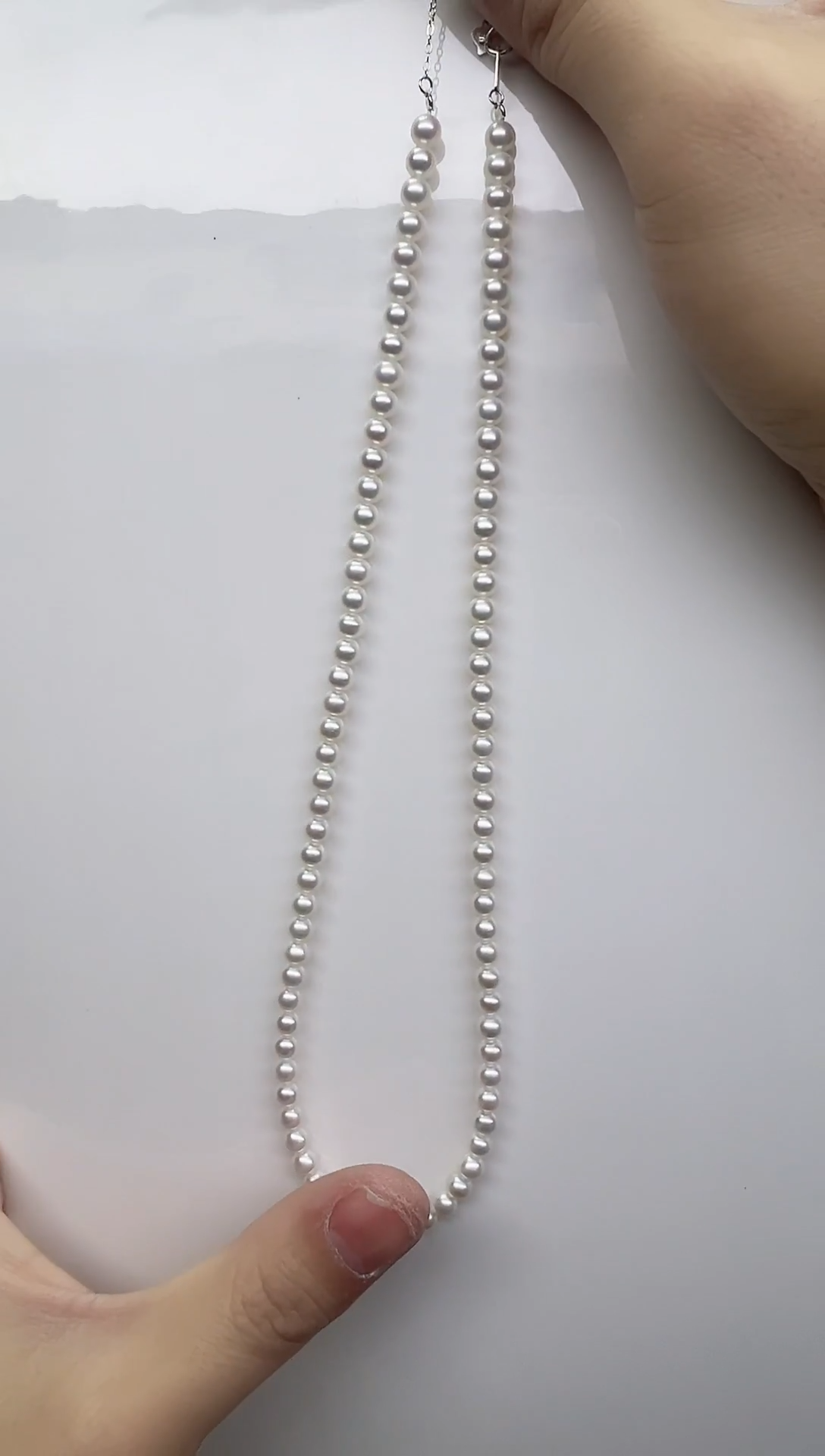 未镶嵌项链淡水珍珠极光白近圆4.8mm