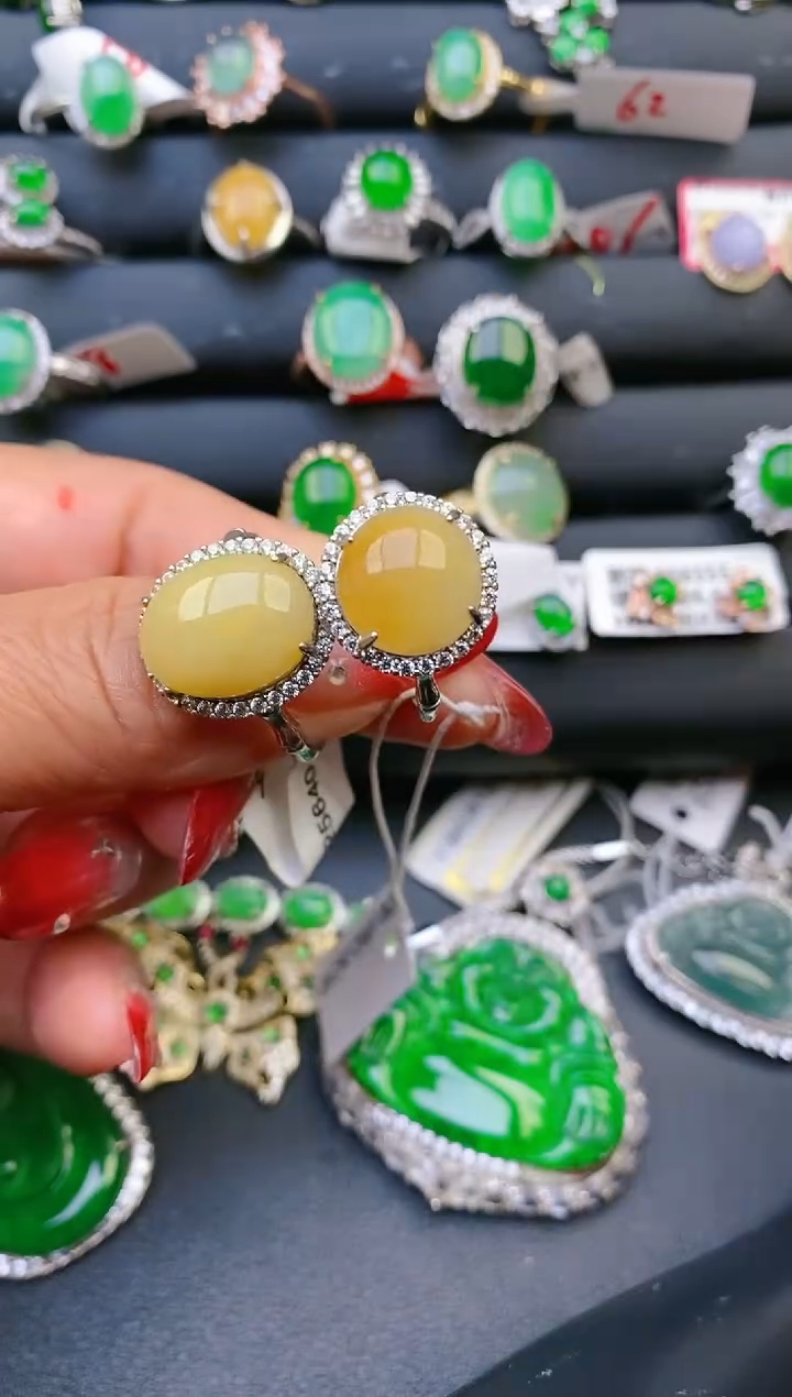 【闪购商品】翡翠戒指银S925镶嵌天然A货翡翠1