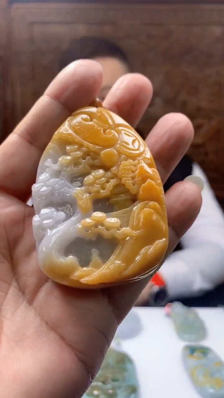 【闪购商品】定制翡翠未镶嵌1072hn-毛货挂件22