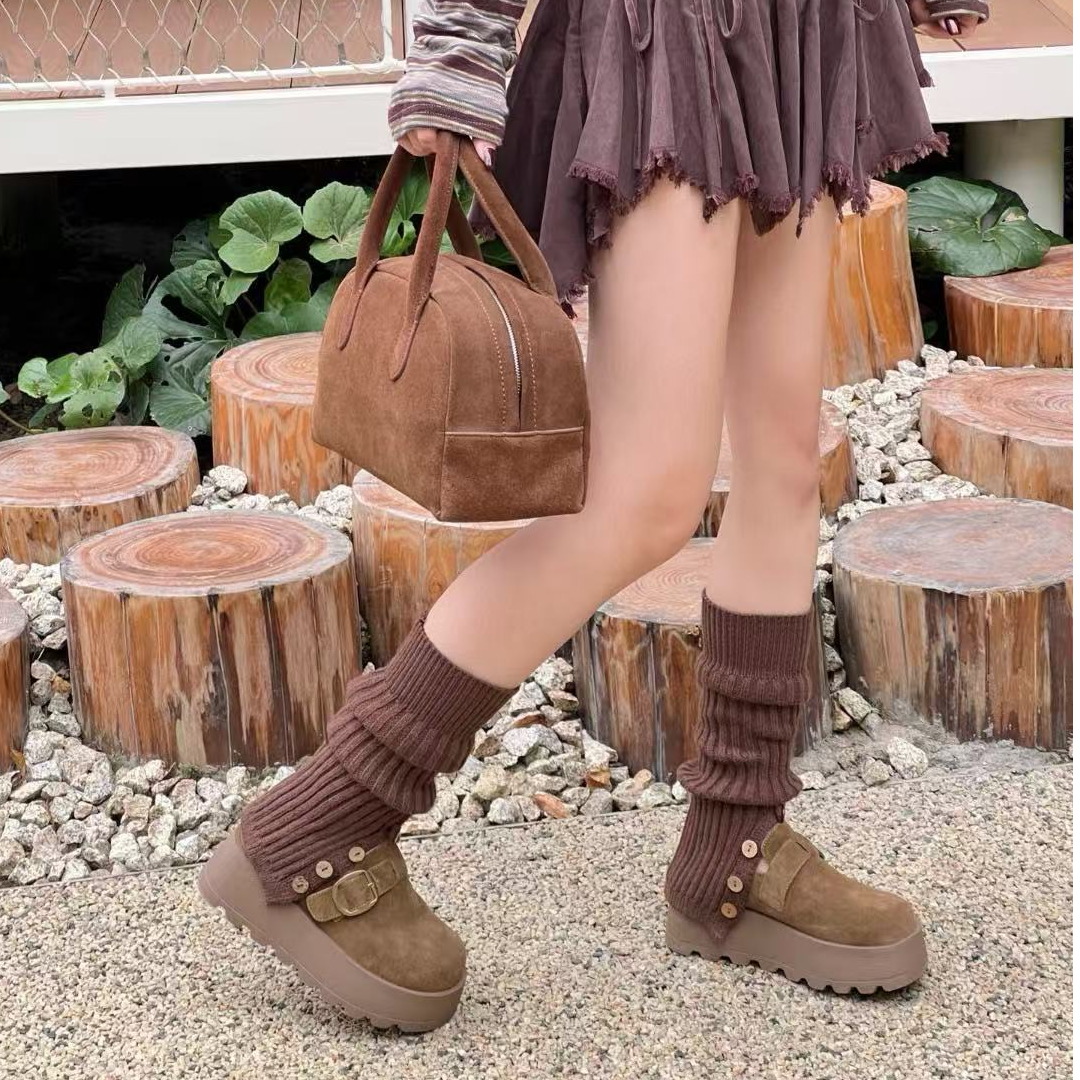 武汉蔓姐【拖鞋】冬季新款美拉德雪地拖鞋 884278#