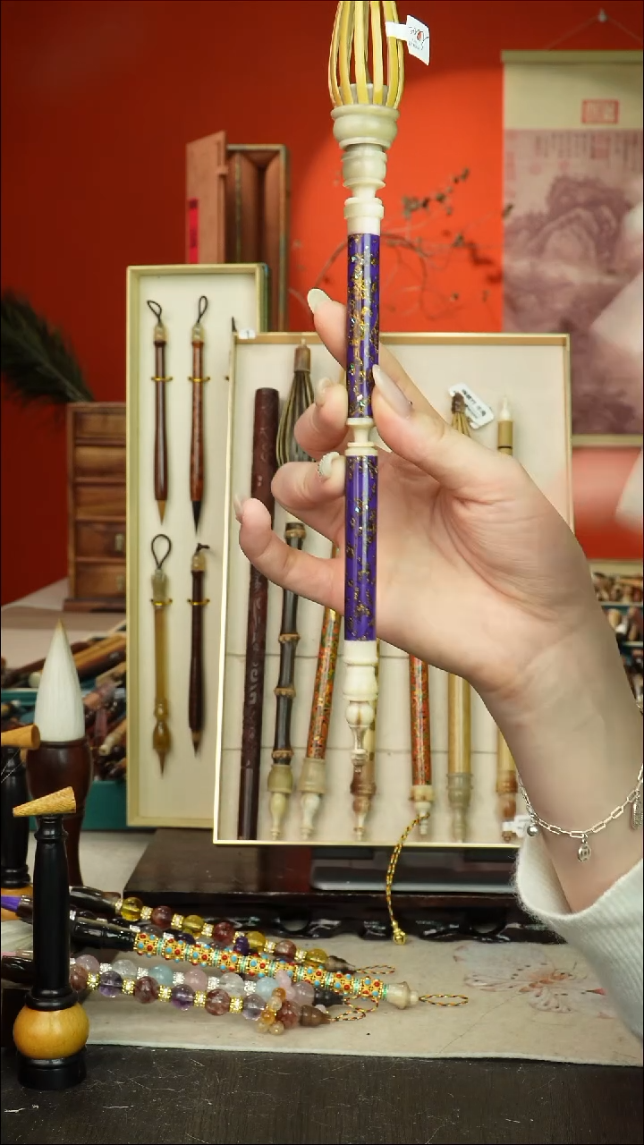 334号闪孤品高货毛笔链接 清水试笔 蘸墨不退