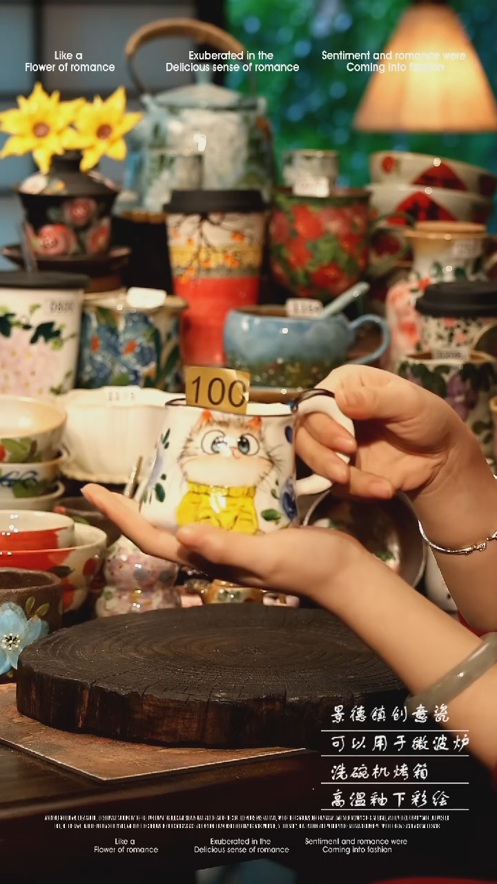 陶瓷景德镇高温釉下彩手工手绘款式