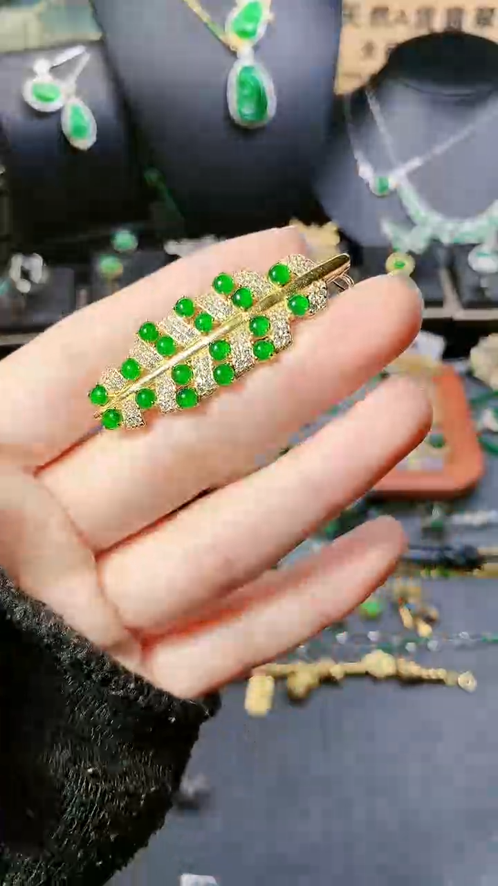 【闪购商品】翡翠耳饰银S925镶嵌发夹