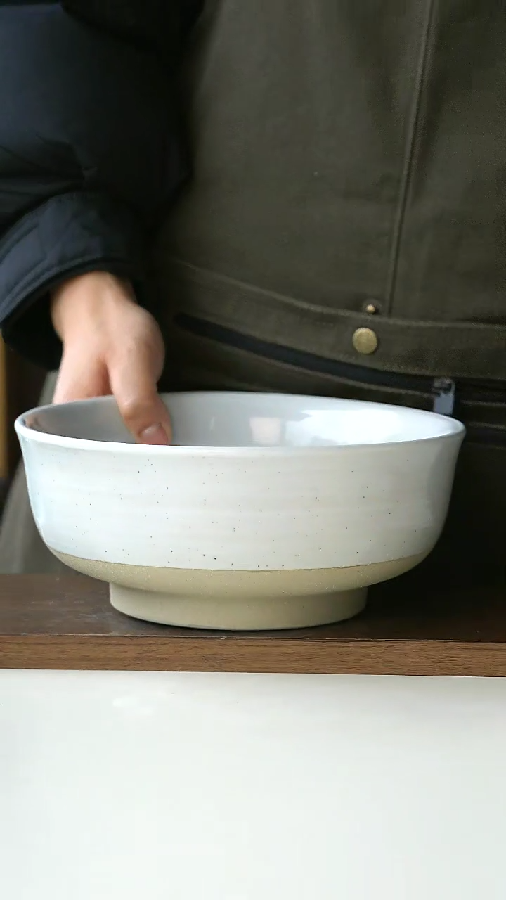 【闪购商品】陶瓷雾青大汤盆微瑕19cm@4-2@