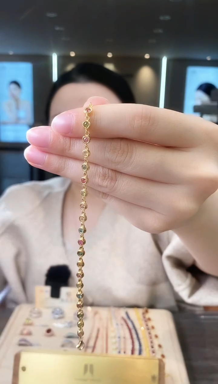 【闪购商品】碧玺手链银S925镶嵌09天然宝石