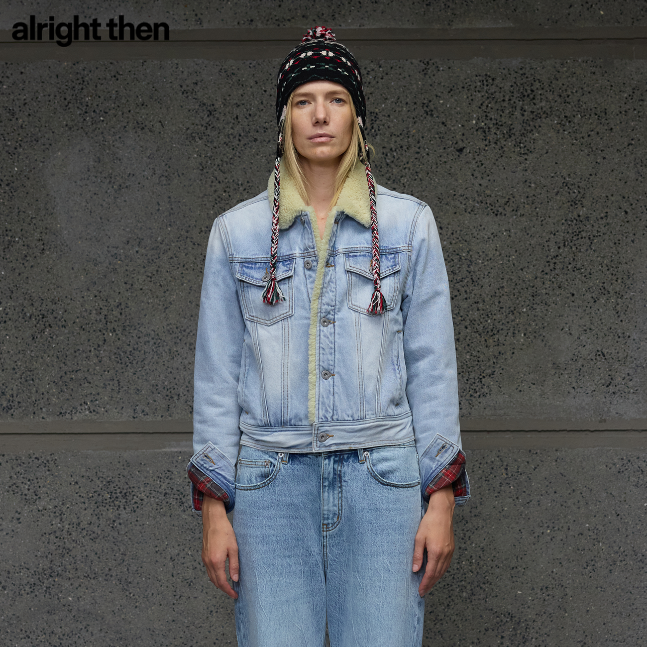 alright then夹棉牛仔水洗复古棉服夹克外套