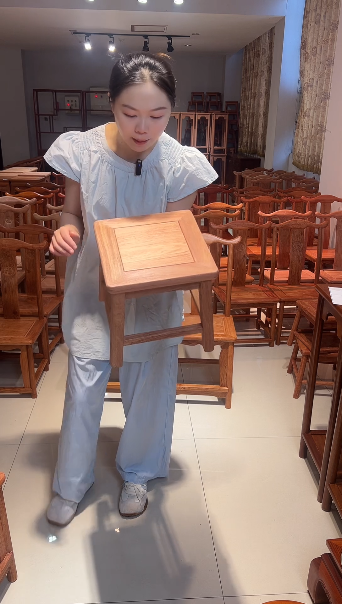 花梨木类家具小巴花小方凳一个白胚