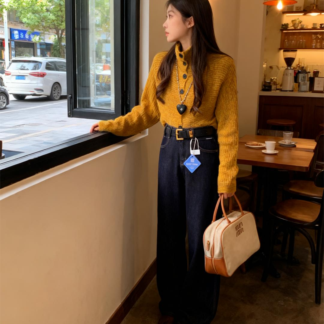 2718秋冬显瘦高腰时尚百搭加绒加厚窄版直筒裤女款2025新款爆款