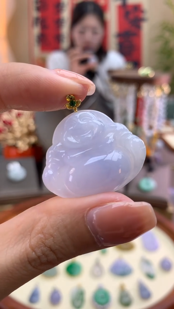 【闪购商品】翡翠颈饰18K金镶嵌佛公