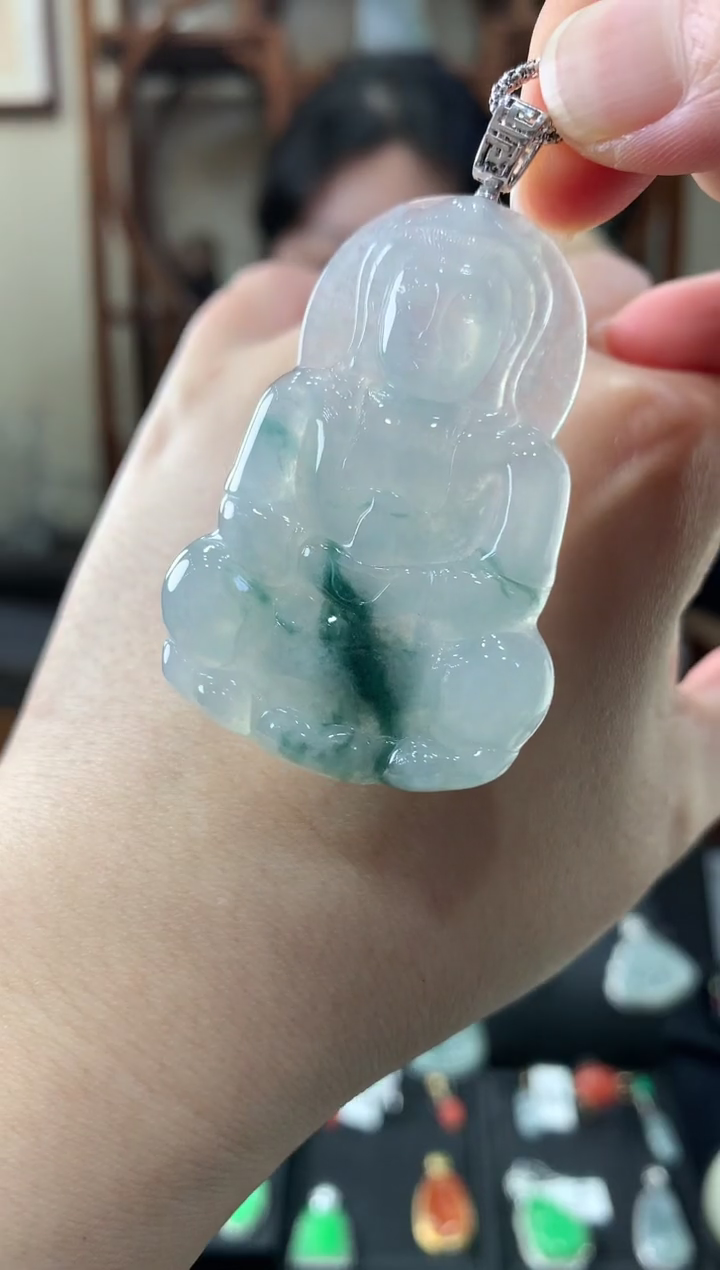 【闪购商品】翡翠吊坠(不含链)18K金镶嵌挂件