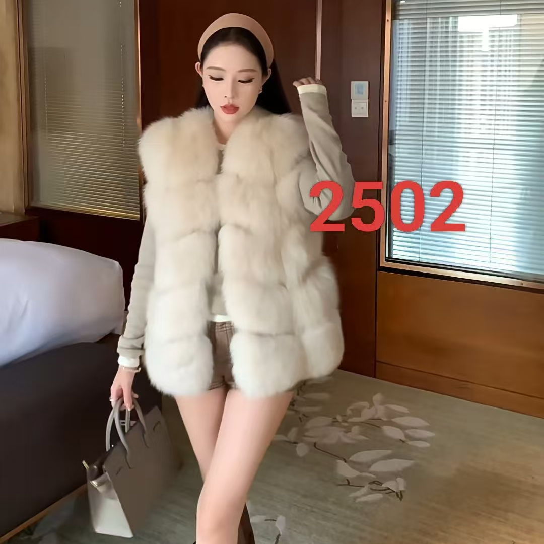 新款时尚气质秋冬网红洋气韩版毛马甲黑色外套2502