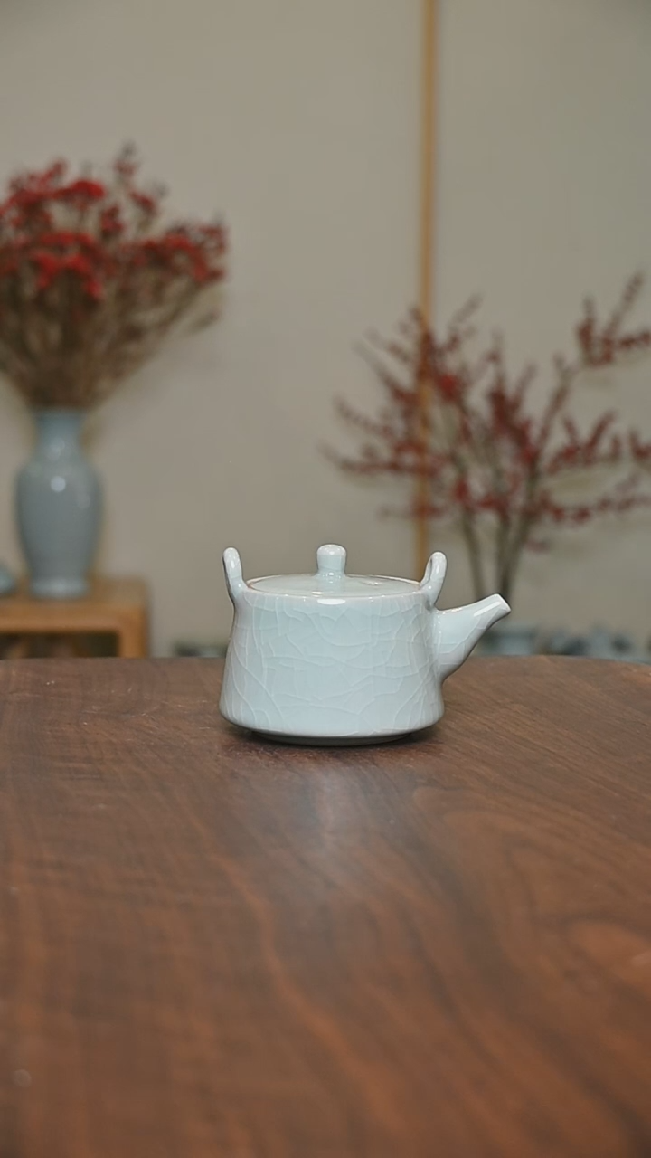 【闪购商品】其他微瑕粉青釉朱家汝窑井栏无梁提梁壶