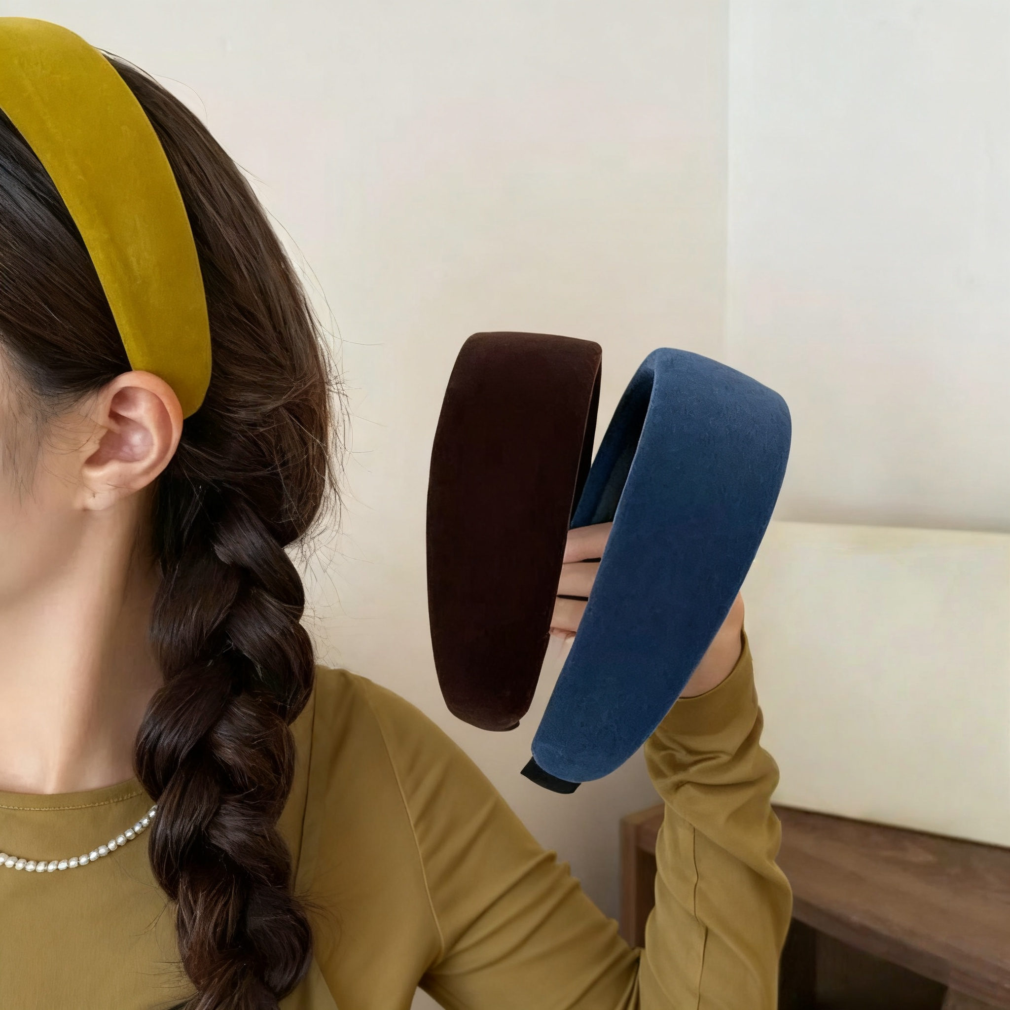 韩系加宽加厚丝绒宽边发箍女高颅顶显脸小压发头箍气质百搭发饰女