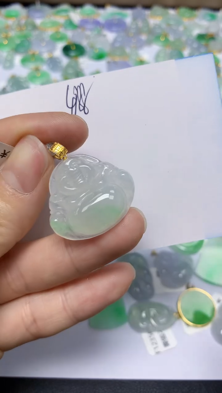 【闪购商品】翡翠挂件18K金镶嵌 天然翡翠A货