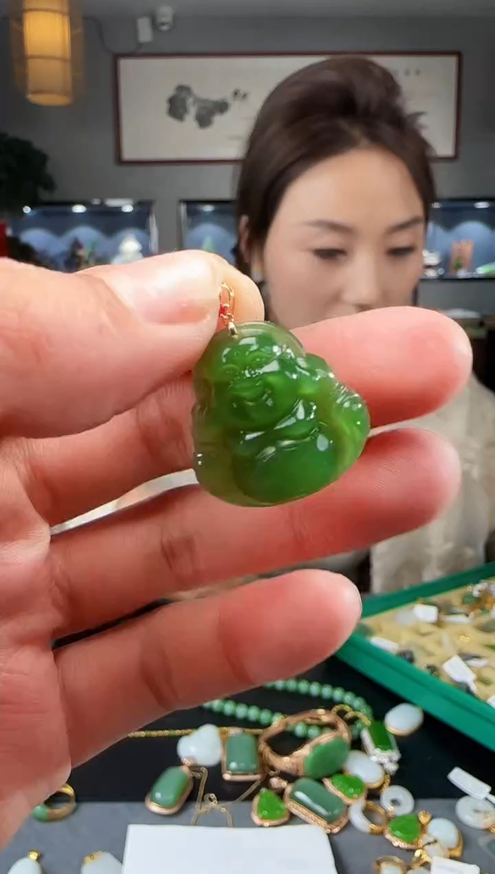 【闪购商品】和田玉吊坠(不含链)18K金镶嵌1