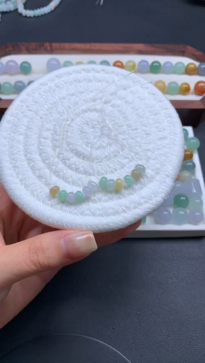 翡翠散珠青*天然翡翠D1838