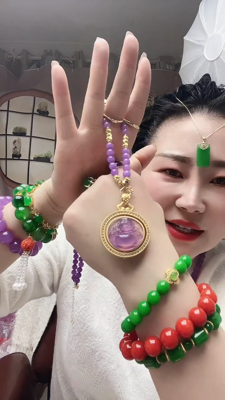 【闪购商品】翡翠颈饰14K金镶嵌95号转转佛