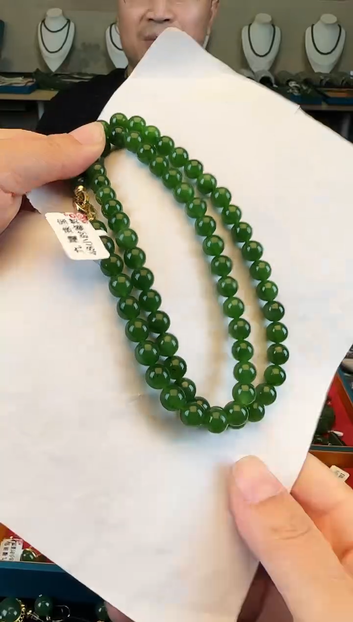 颈饰未镶嵌和田玉70颗卡8毛衣链
