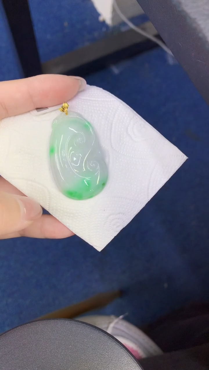 颈饰18K金镶嵌翡翠缅甸天然翡翠A货1065