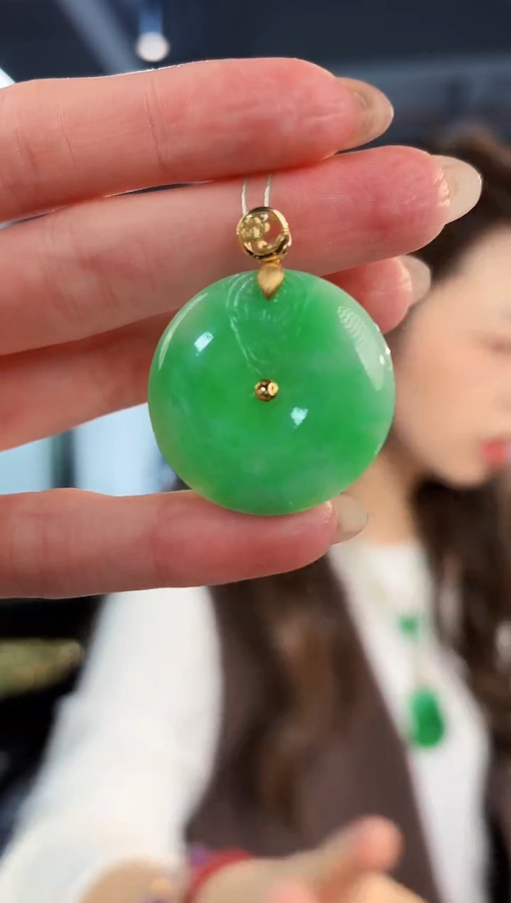 【闪购商品】翡翠颈饰18K金镶嵌缅料A货/支持复检/一件