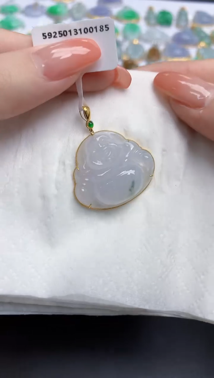 【闪购商品】翡翠颈饰18K金镶嵌天然缅甸翡翠A货